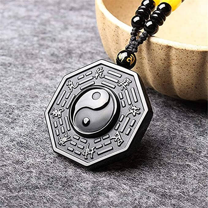 Obsidian Yin Yang Halskette-Bella Webshop