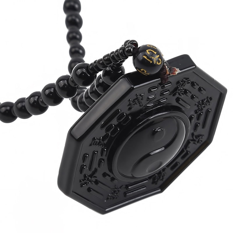 Obsidian Yin Yang Halskette-Bella Webshop