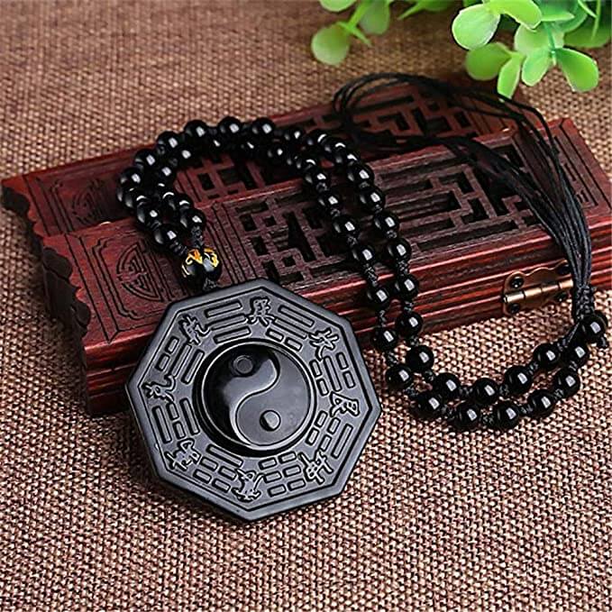 Obsidian Yin Yang Halskette-Bella Webshop