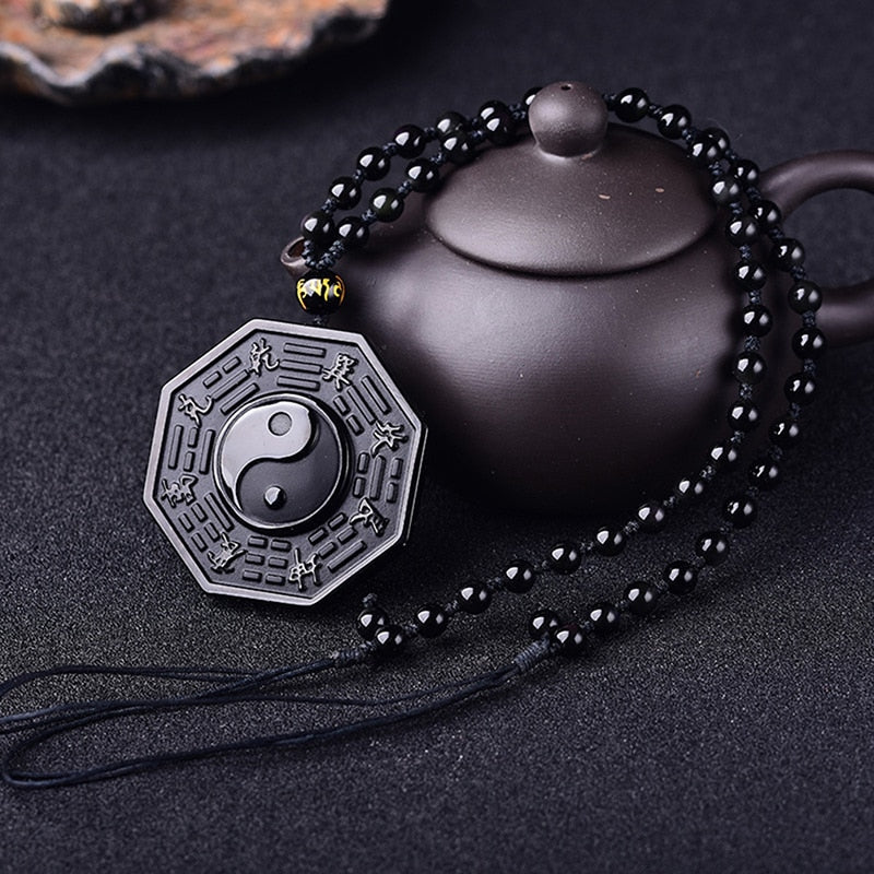 Obsidian Yin Yang Halskette-Bella Webshop