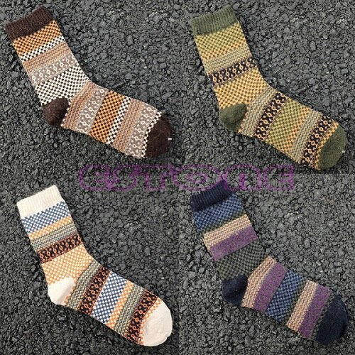 4 Paar Vintage Warme Socken-Bella Webshop