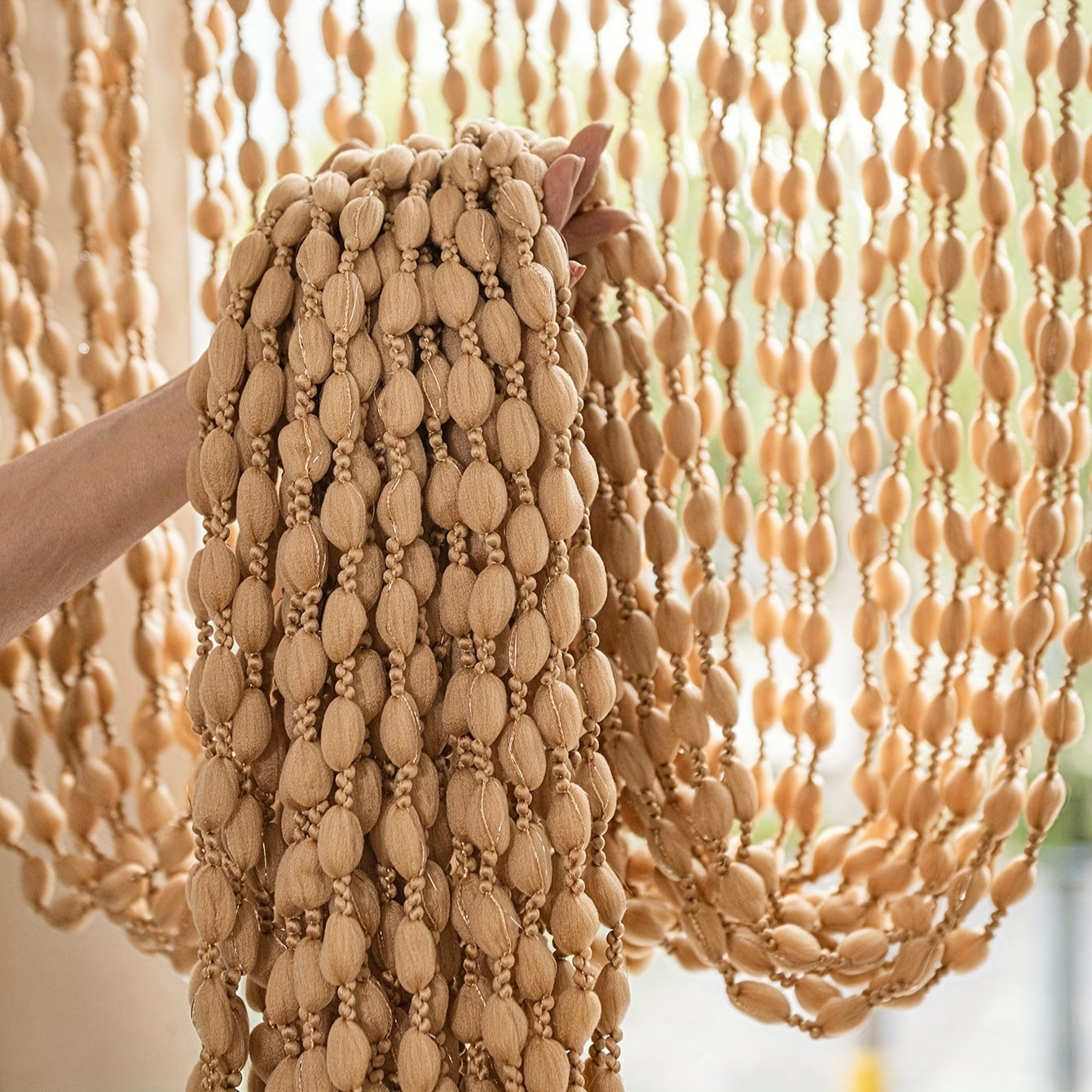 Boho Tyylinen Oviverho Helmillä Koristeltu