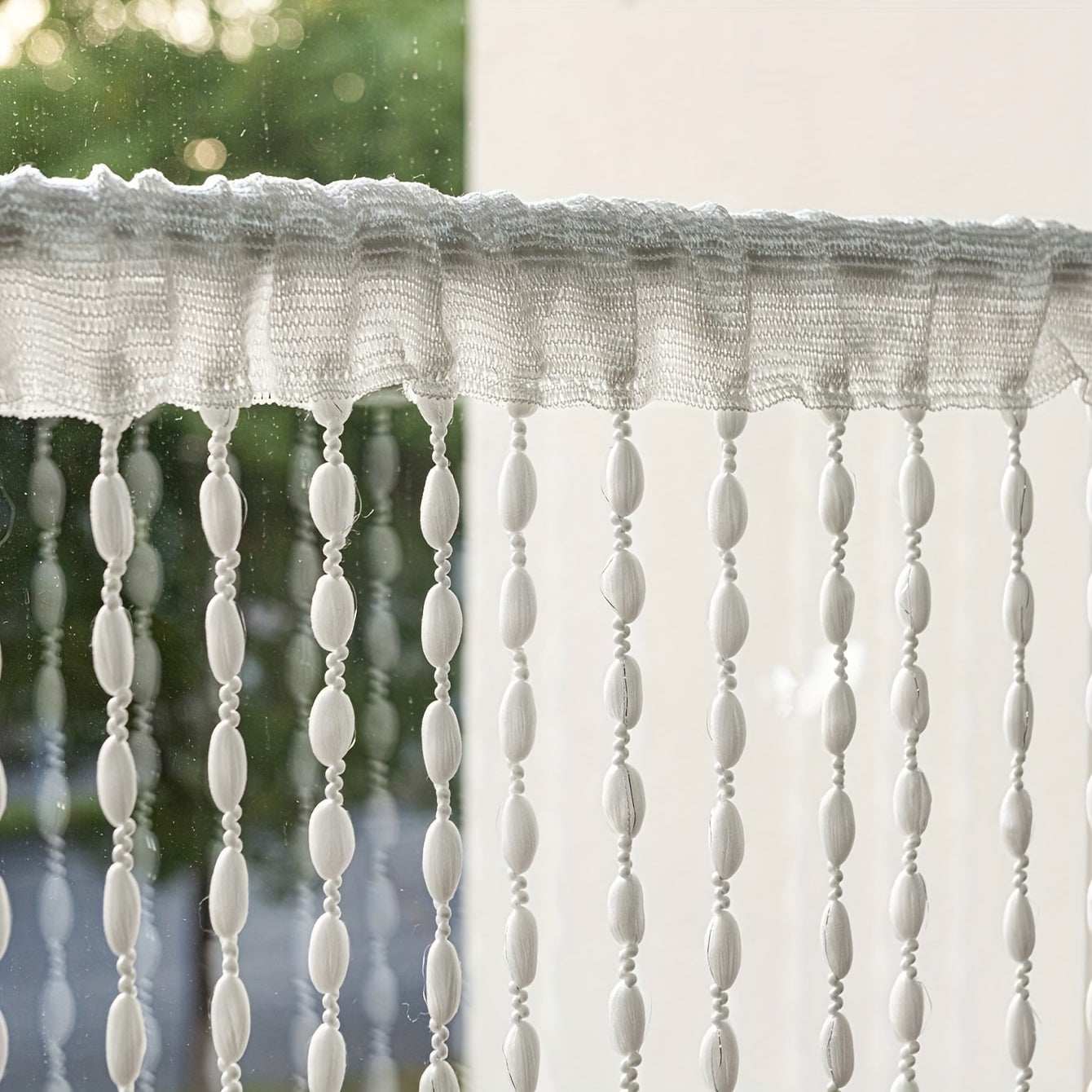 Boho Tyylinen Oviverho Helmillä Koristeltu