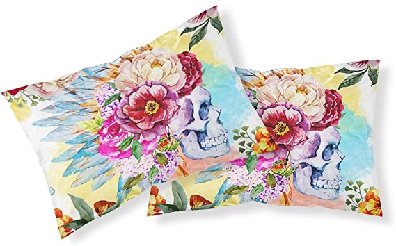Blumen-Totenkopf-Bettwäsche-Set-Bella Webshop