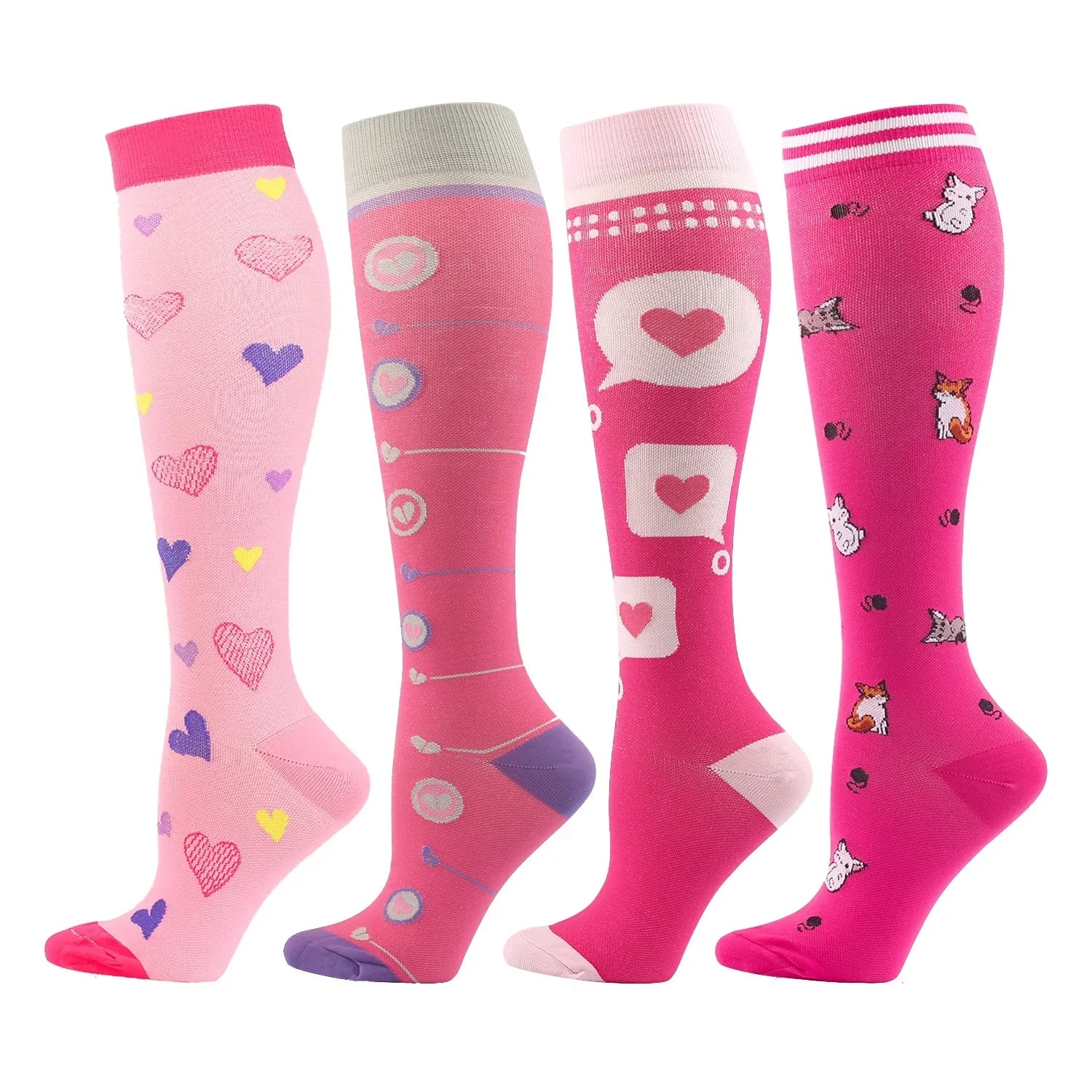 Bunte Lange Kompressionssocken (4 Paar)-Bella Webshop
