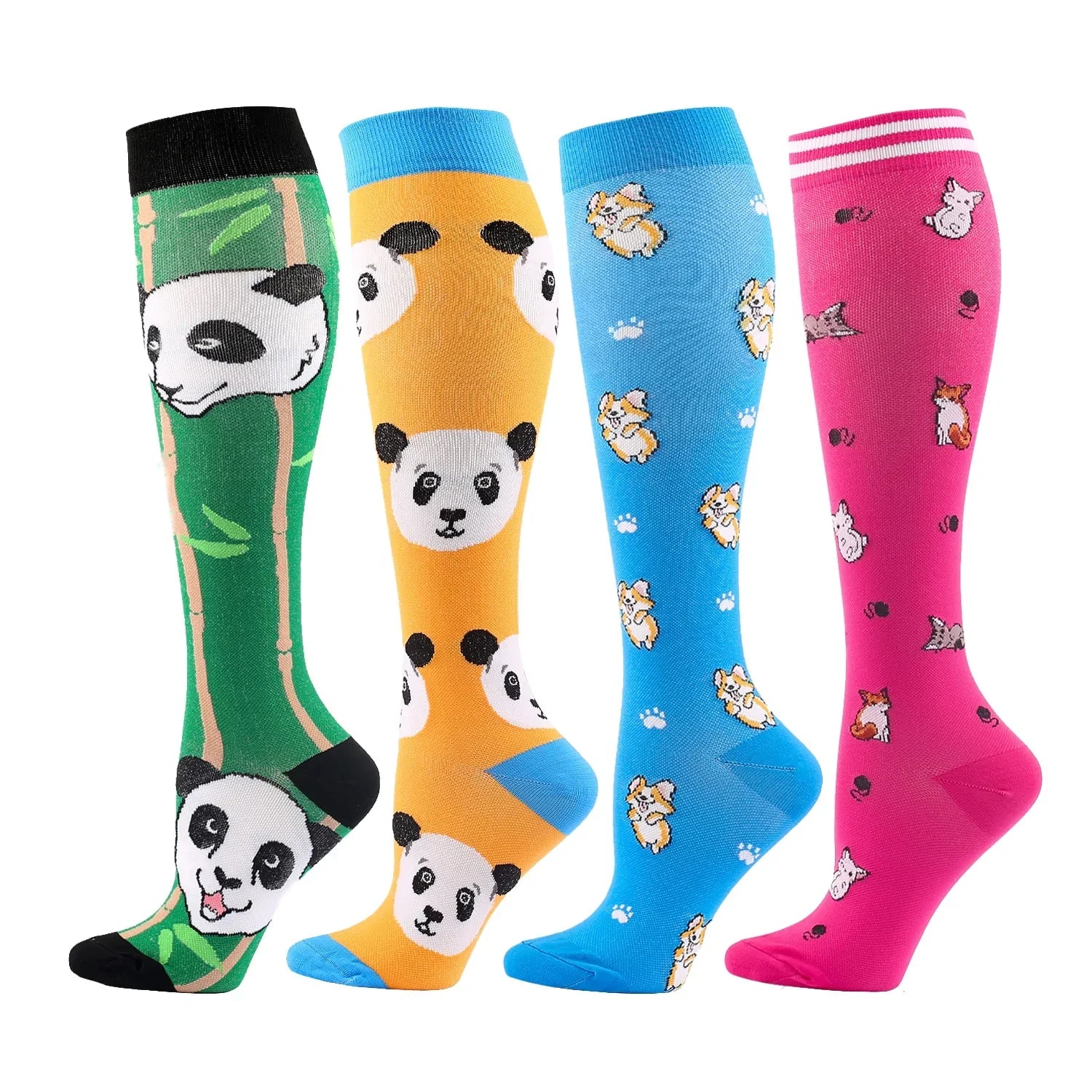 Bunte Lange Kompressionssocken (4 Paar)-Bella Webshop