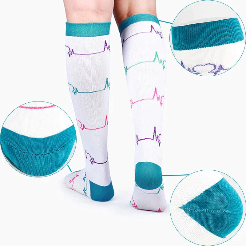 Bunte Lange Kompressionssocken (4 Paar)-Bella Webshop