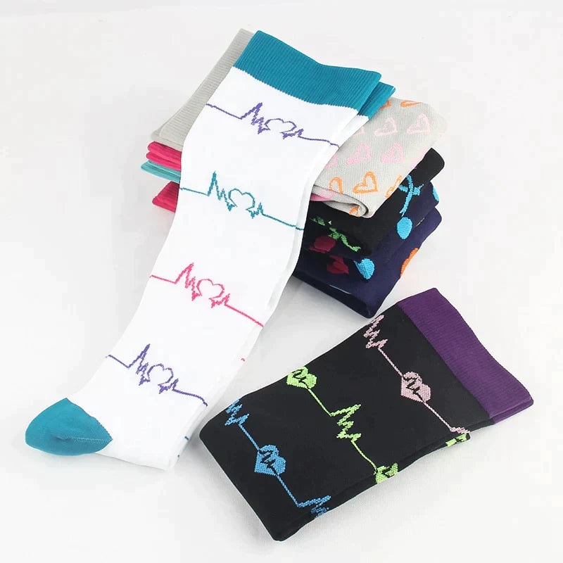 Bunte Lange Kompressionssocken (4 Paar)-Bella Webshop