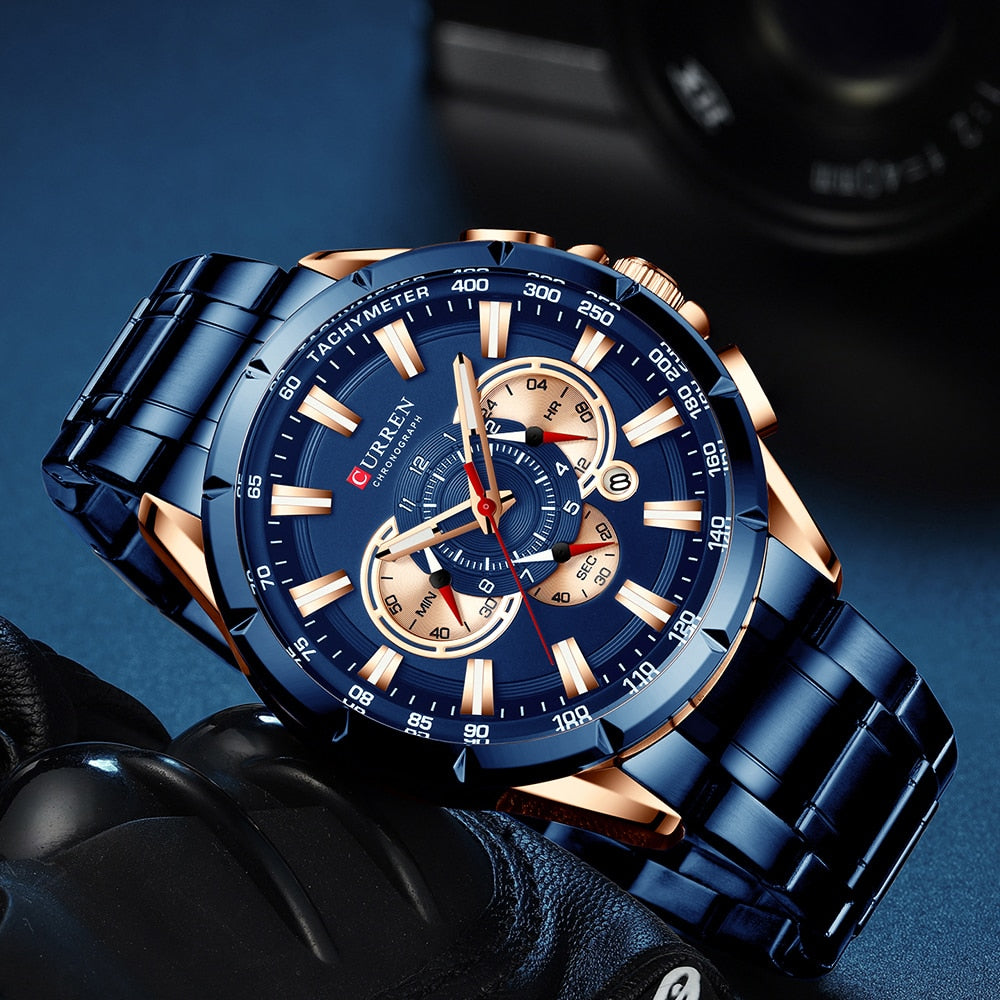 Curren 3 Zifferblätter Chronograph Luxus-Armbanduhr-Bella Webshop