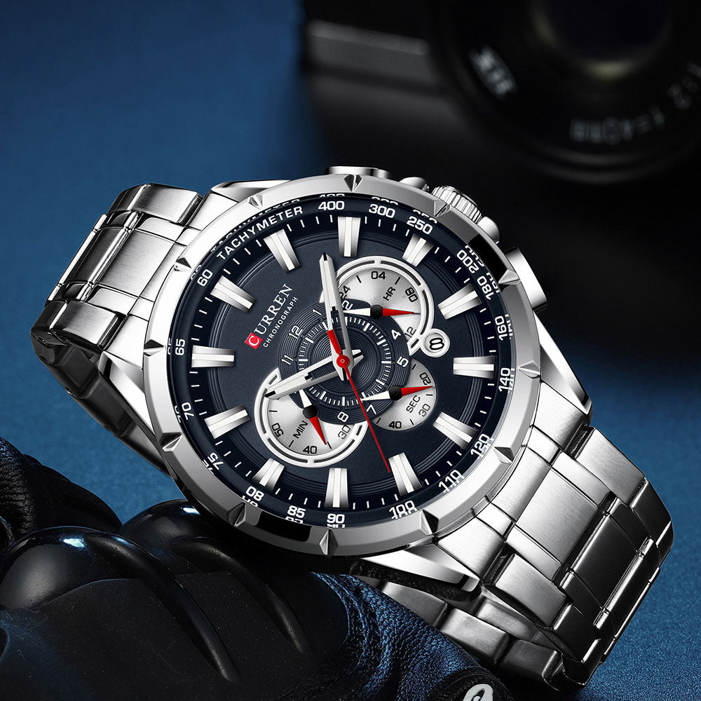 Curren 3 Zifferblätter Chronograph Luxus-Armbanduhr-Bella Webshop