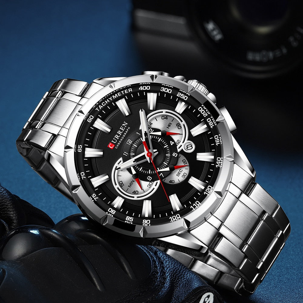 Curren 3 Zifferblätter Chronograph Luxus-Armbanduhr-Bella Webshop