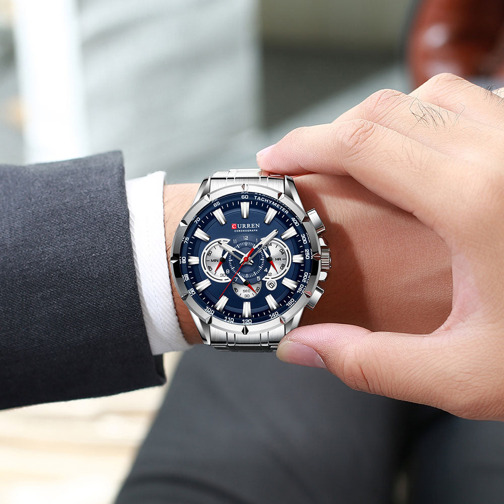 Curren 3 Zifferblätter Chronograph Luxus-Armbanduhr-Bella Webshop