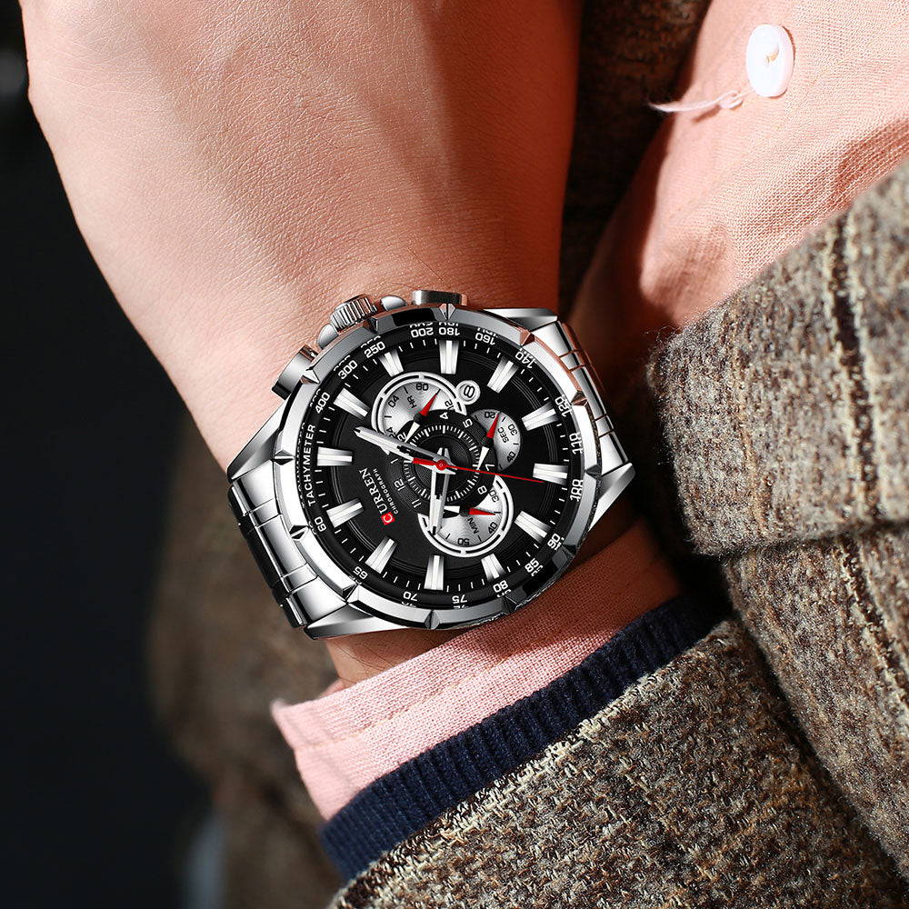 Curren 3 Zifferblätter Chronograph Luxus-Armbanduhr-Bella Webshop