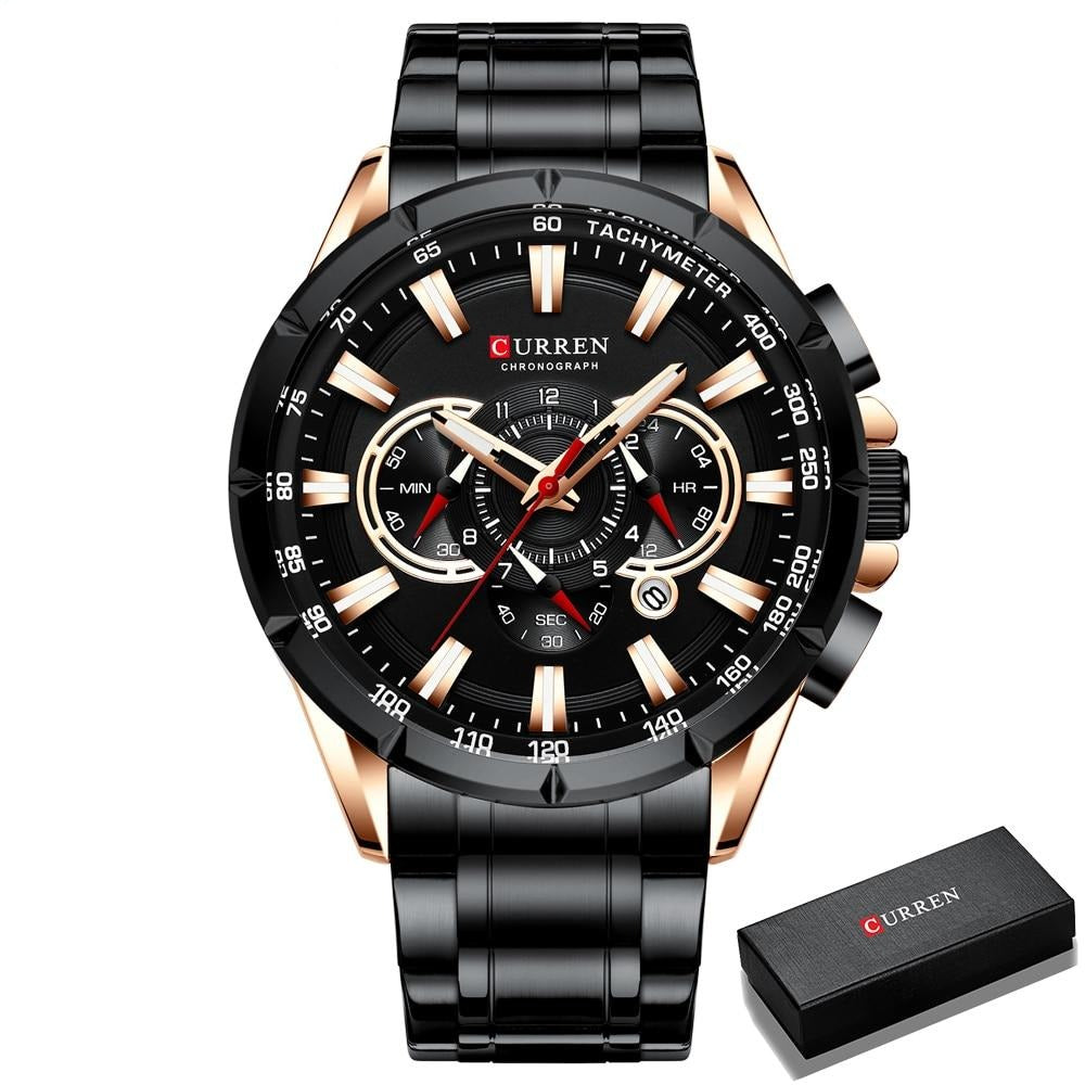 Curren 3 Zifferblätter Chronograph Luxus-Armbanduhr-Bella Webshop
