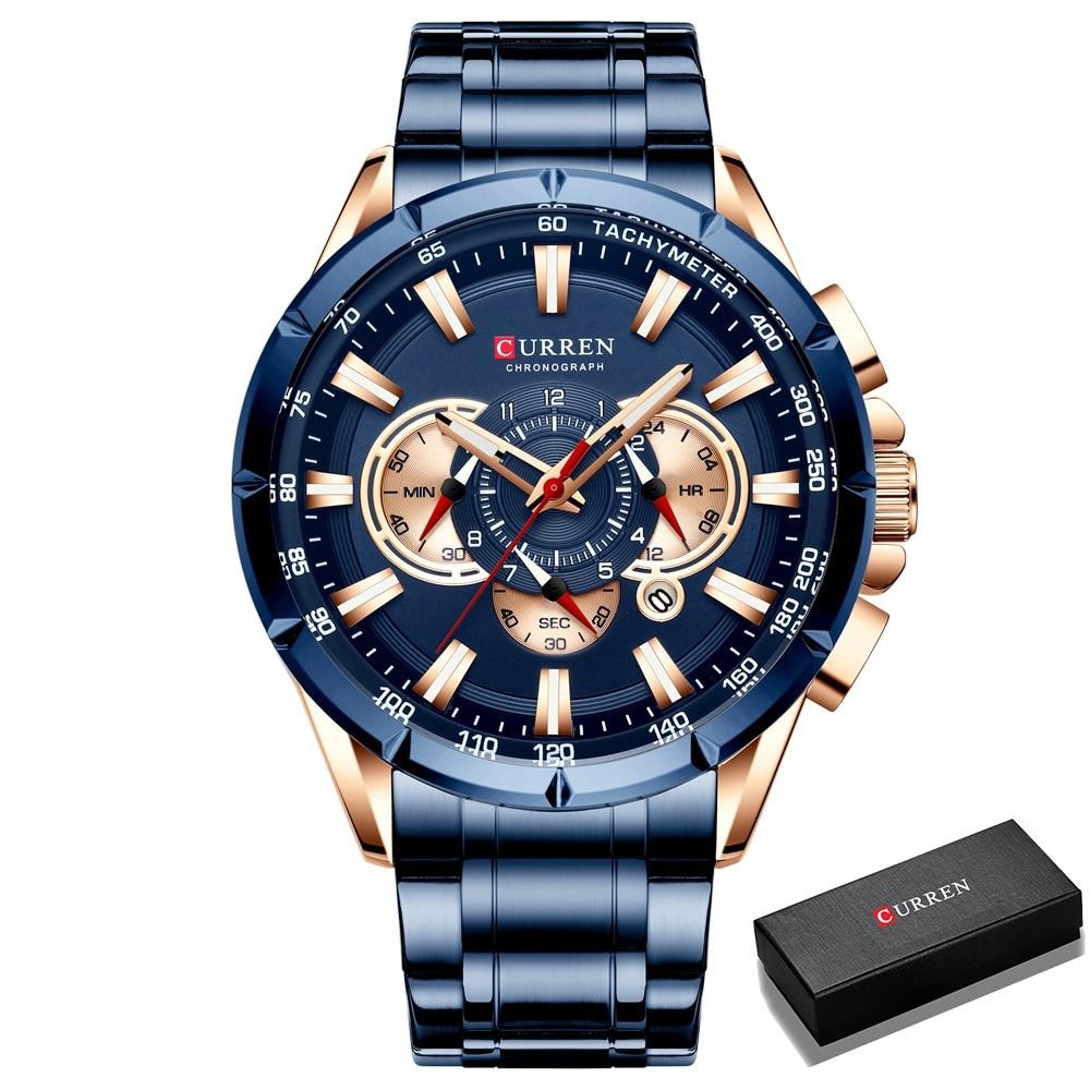 Curren 3 Zifferblätter Chronograph Luxus-Armbanduhr-Bella Webshop