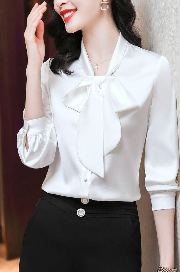 Damen Fancy Bluse Mit Fliege-Bella Webshop