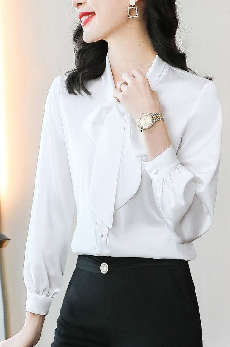 Damen Fancy Bluse Mit Fliege-Bella Webshop