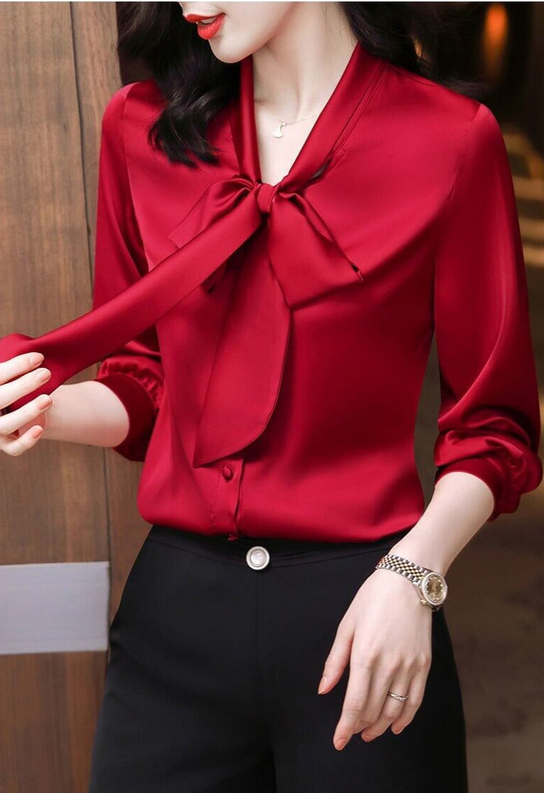 Damen Fancy Bluse Mit Fliege-Bella Webshop