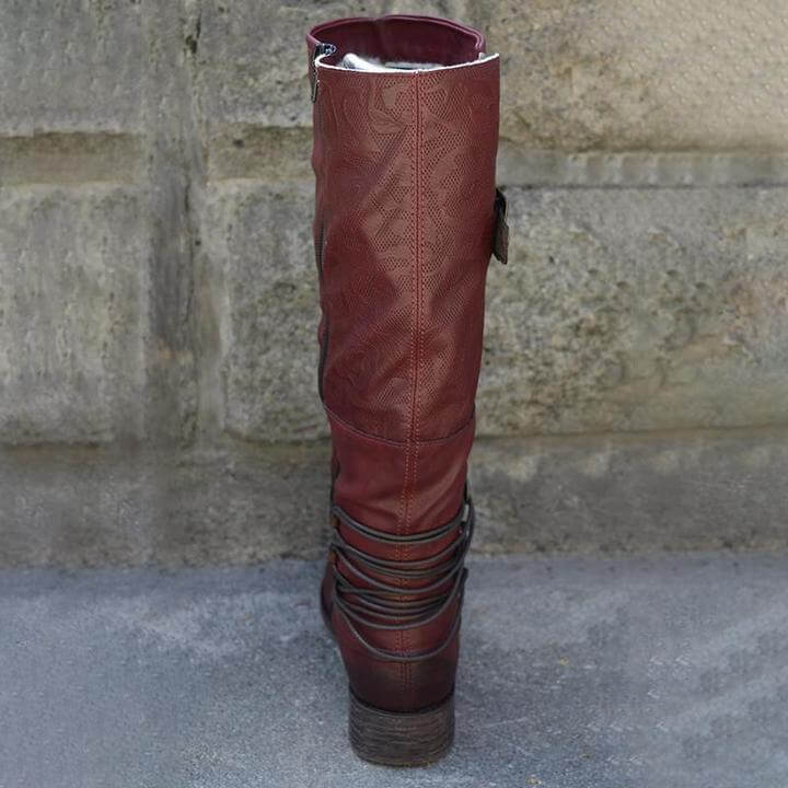 Damen Vintage Leder Zipper Stiefel-Bella Webshop