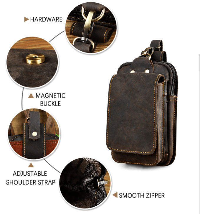 Echtes Leder Herren-Gürtelhaken-Tasche-Bella Webshop