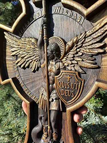 Erzengel Michael Aus Holz Geschnitzt Wanddekoration-Bella Webshop