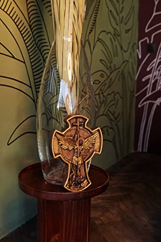 Erzengel Michael Aus Holz Geschnitzt Wanddekoration-Bella Webshop