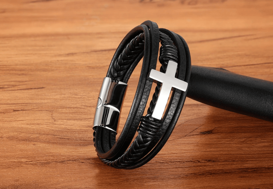 Faith Leder-Armband Mit Kreuz-Bella Webshop