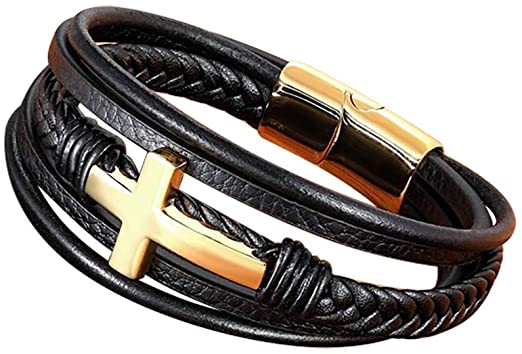 Faith Leder-Armband Mit Kreuz-Bella Webshop