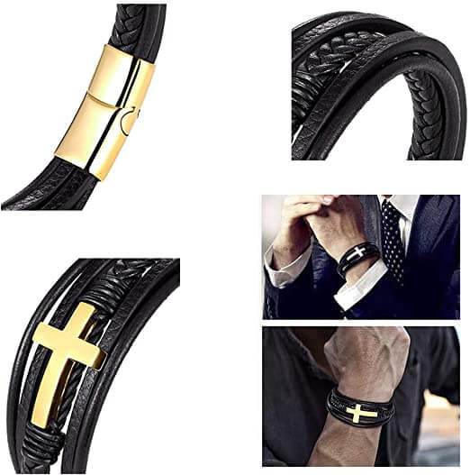 Faith Leder-Armband Mit Kreuz-Bella Webshop