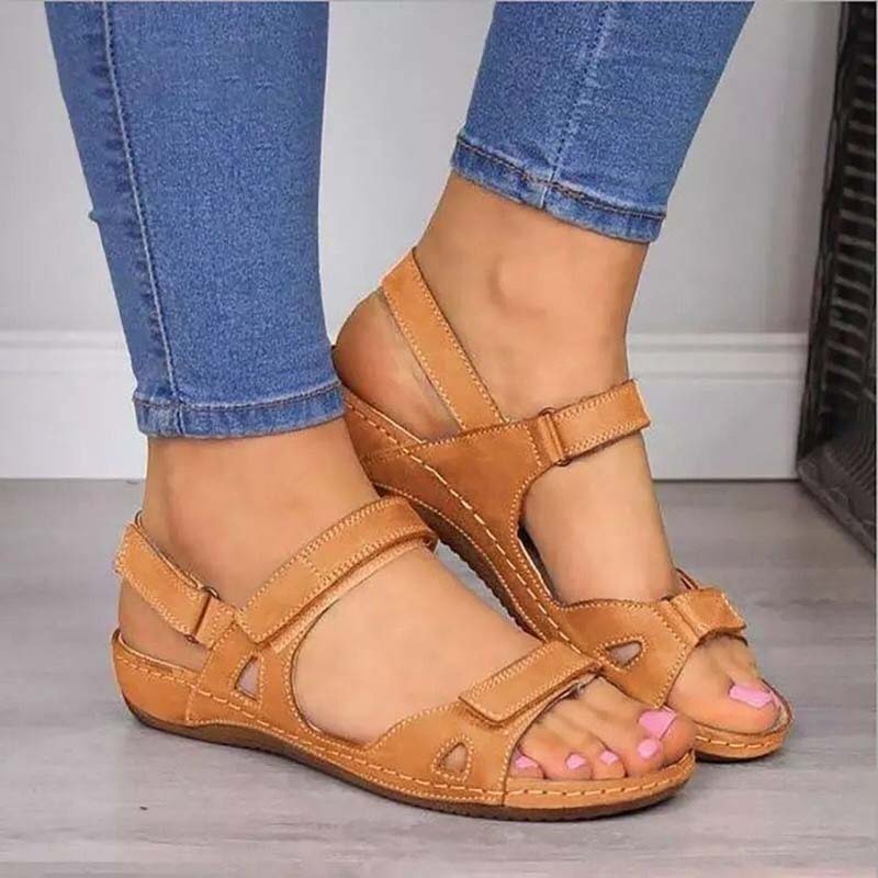Flache Zehen Klettverschluss Casual Sandalen-Bella Webshop
