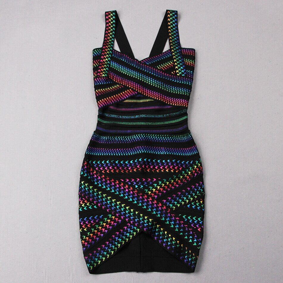 Frauen Multi Color Party Kleid-Bella Webshop
