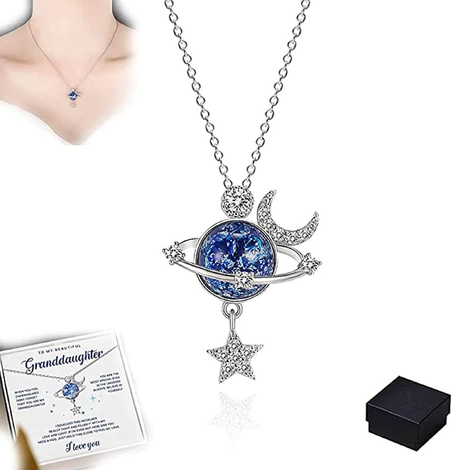 Für Meine Wunderschöne Tochter | Rotierender Mond &amp; Stern Halskette-Bella Webshop