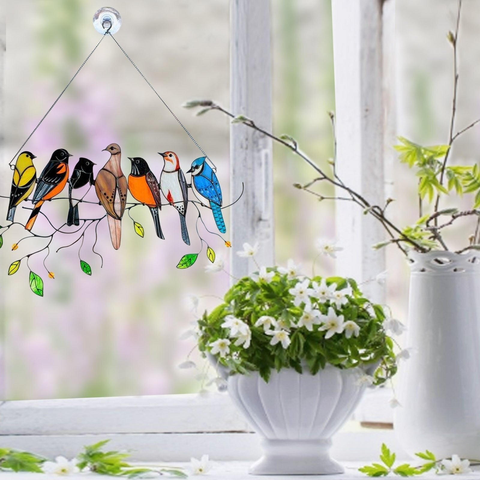Glasmalerei Vogel Sonnenfänger-Bella Webshop