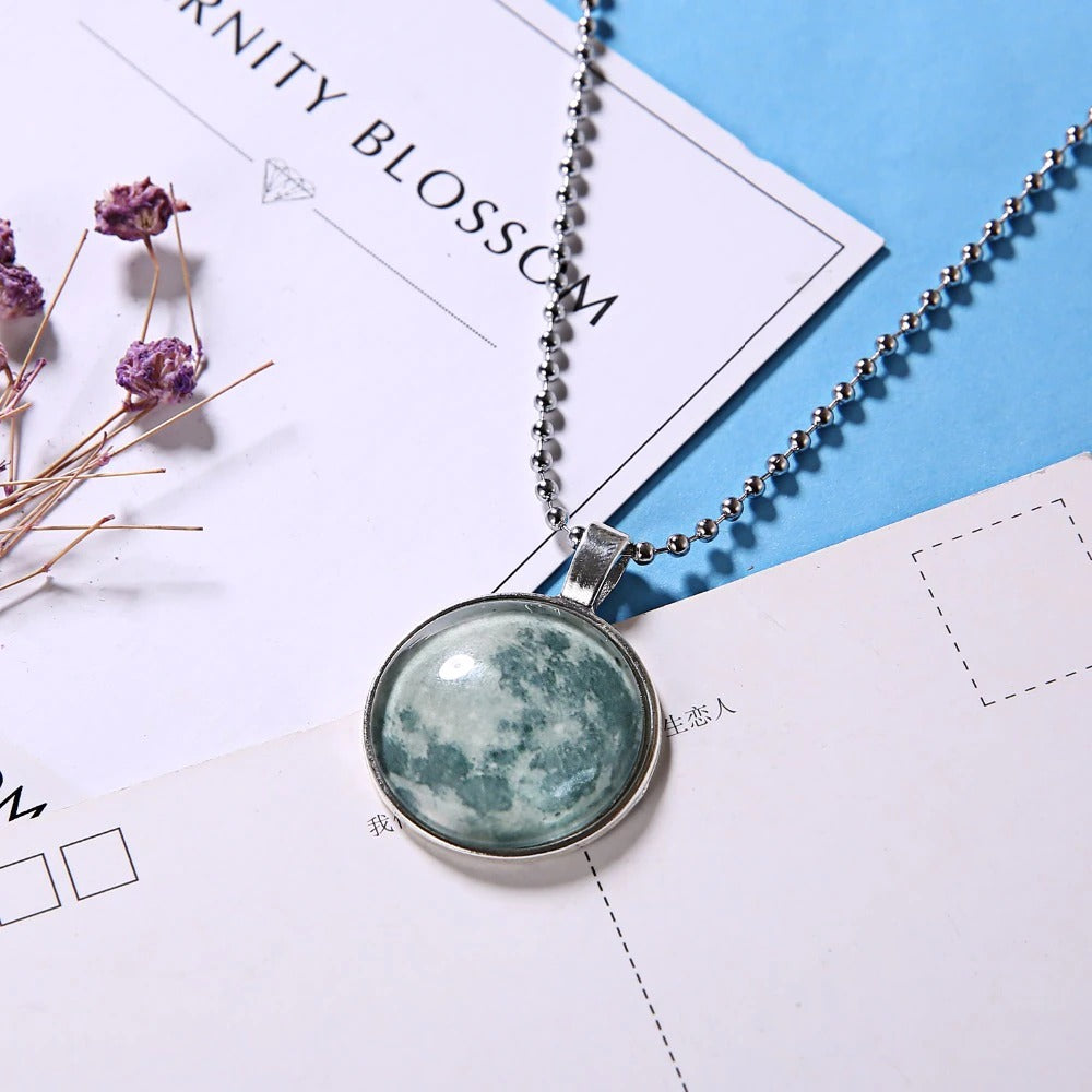 Glow In The Dark Moon Halskette-Bella Webshop