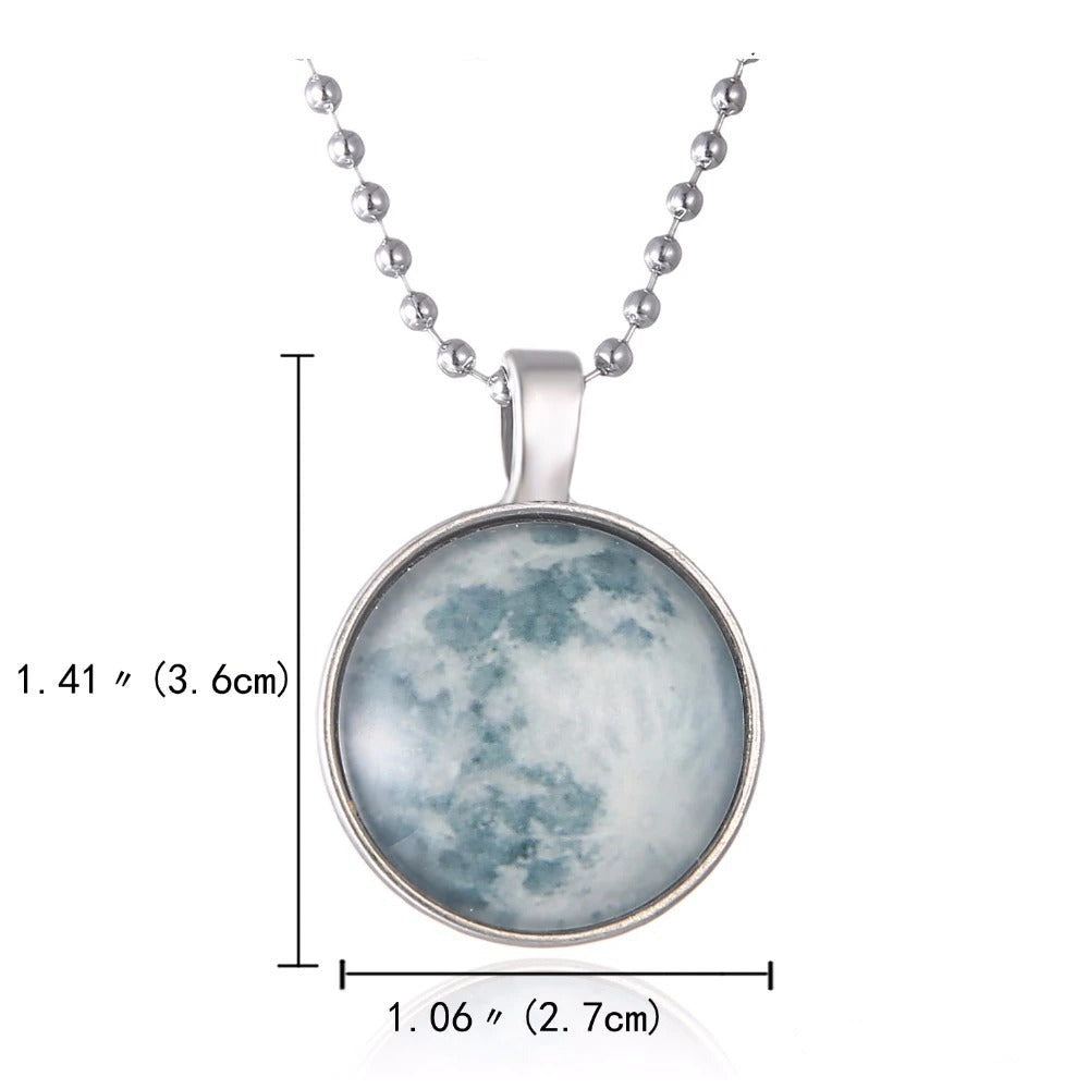 Glow In The Dark Moon Halskette-Bella Webshop