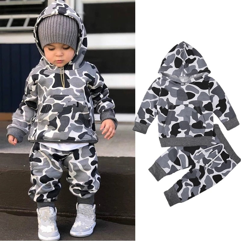 Grauer Tarn-Kapuzenpulli Und Hosen-Set-Bella Webshop