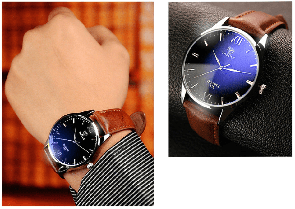 Herren Lederarmband Armbanduhr-Bella Webshop