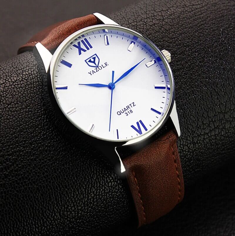 Herren Lederarmband Armbanduhr-Bella Webshop