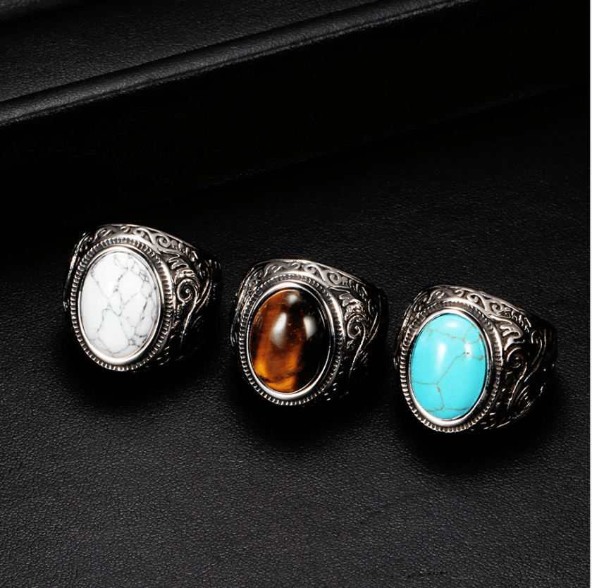 Herren Vintage Türkis Stein Ring-Bella Webshop