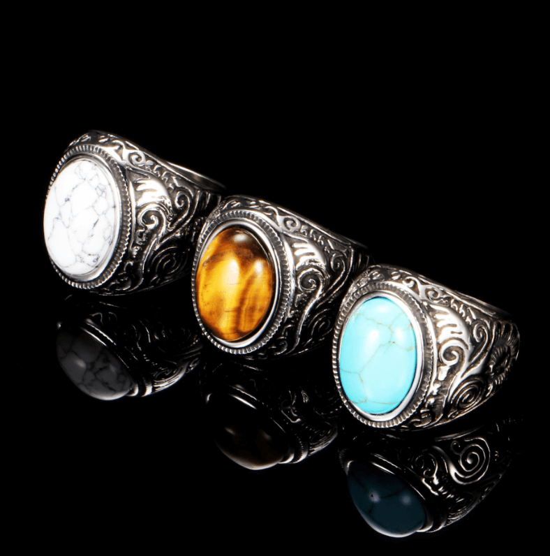 Herren Vintage Türkis Stein Ring-Bella Webshop