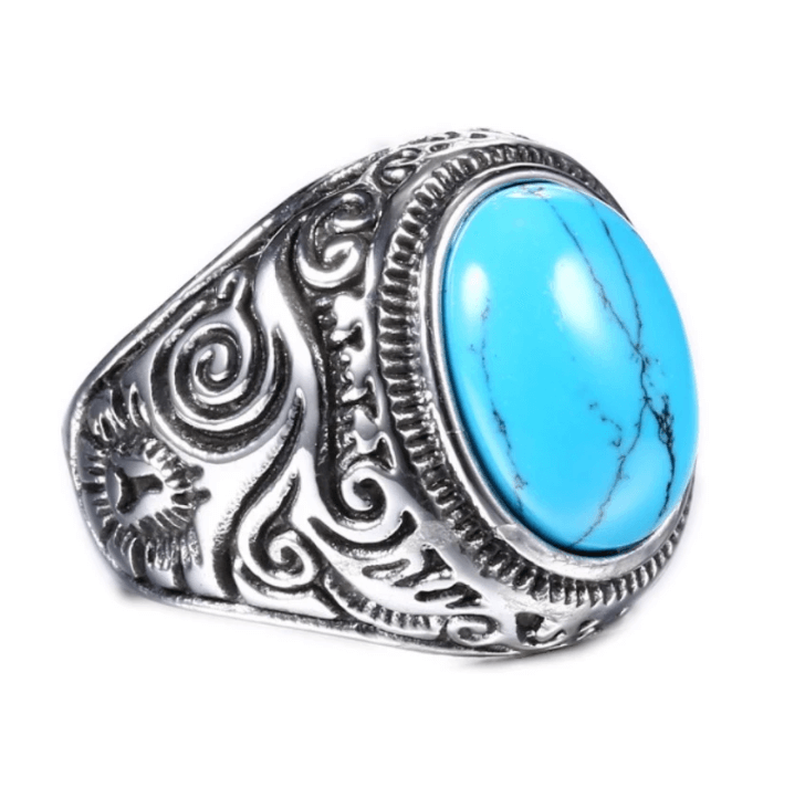 Herren Vintage Türkis Stein Ring-Bella Webshop