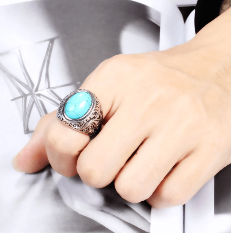Herren Vintage Türkis Stein Ring-Bella Webshop