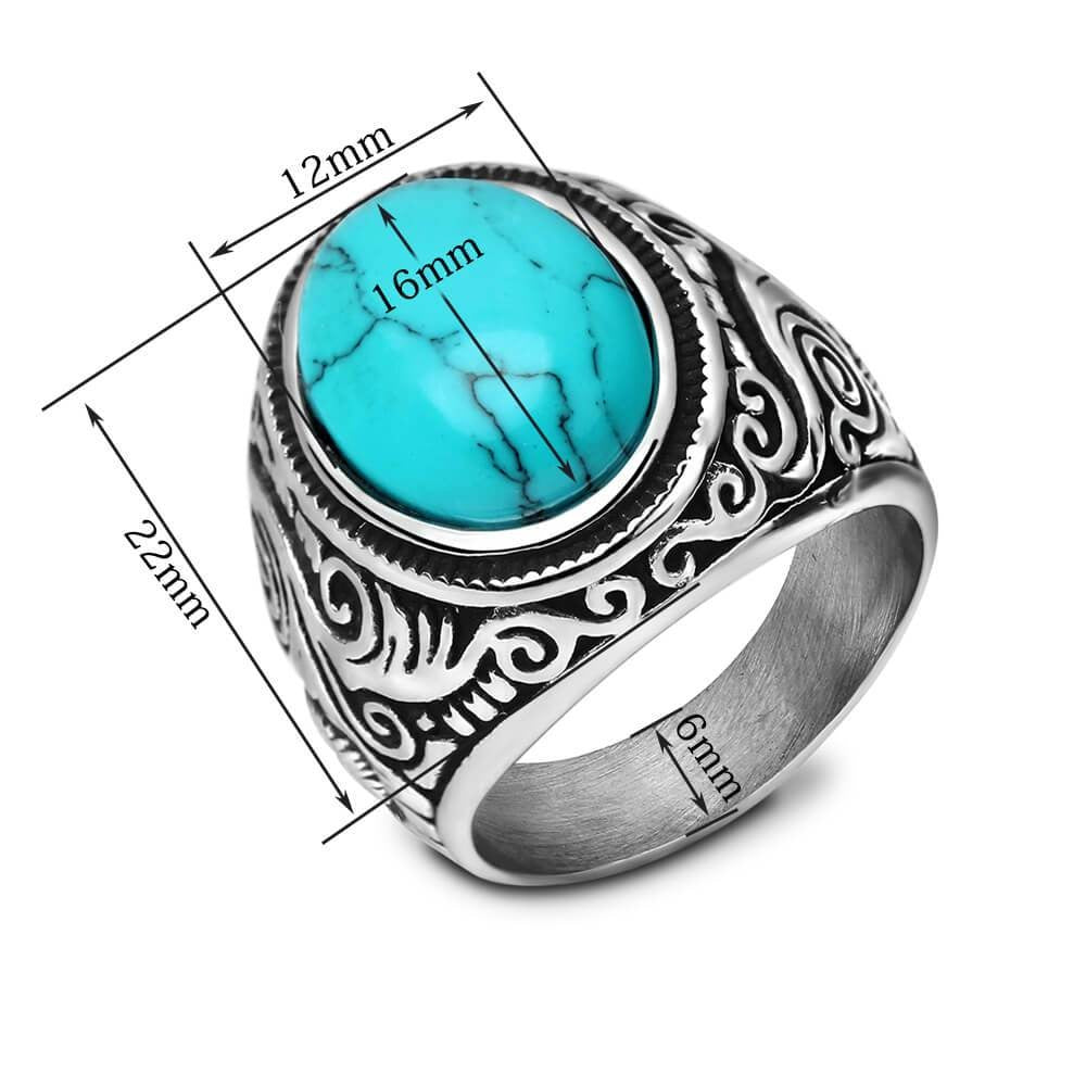Herren Vintage Türkis Stein Ring-Bella Webshop