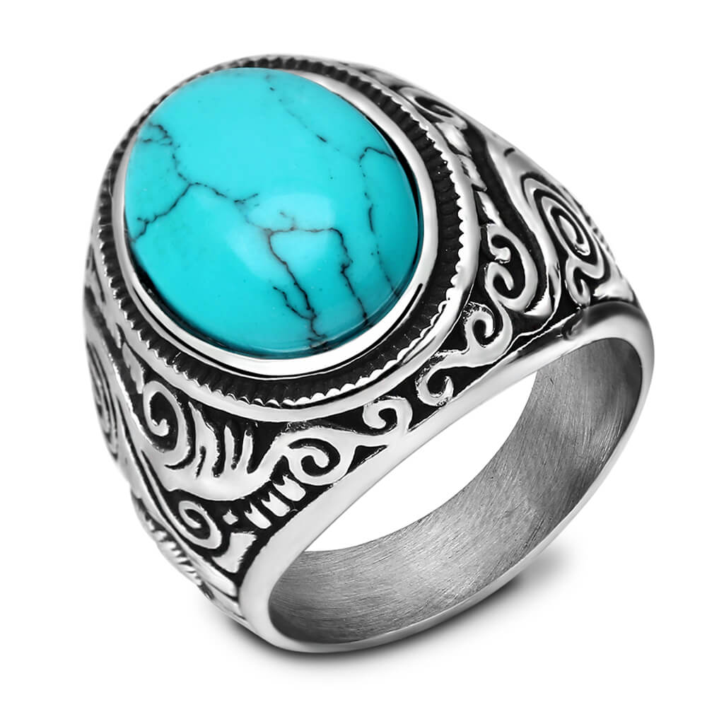 Herren Vintage Türkis Stein Ring-Bella Webshop