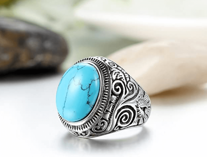 Herren Vintage Türkis Stein Ring-Bella Webshop