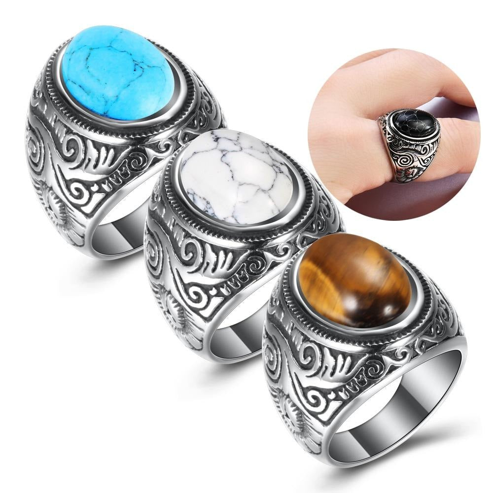 Herren Vintage Türkis Stein Ring-Bella Webshop