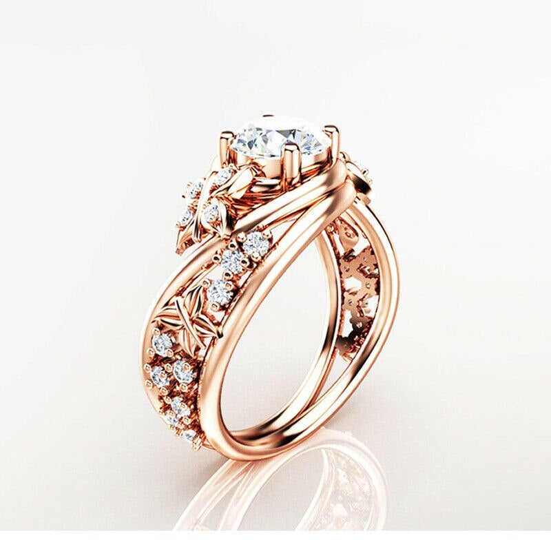 Hohle Strasssteine Schmetterling Blume Ring-Bella Webshop