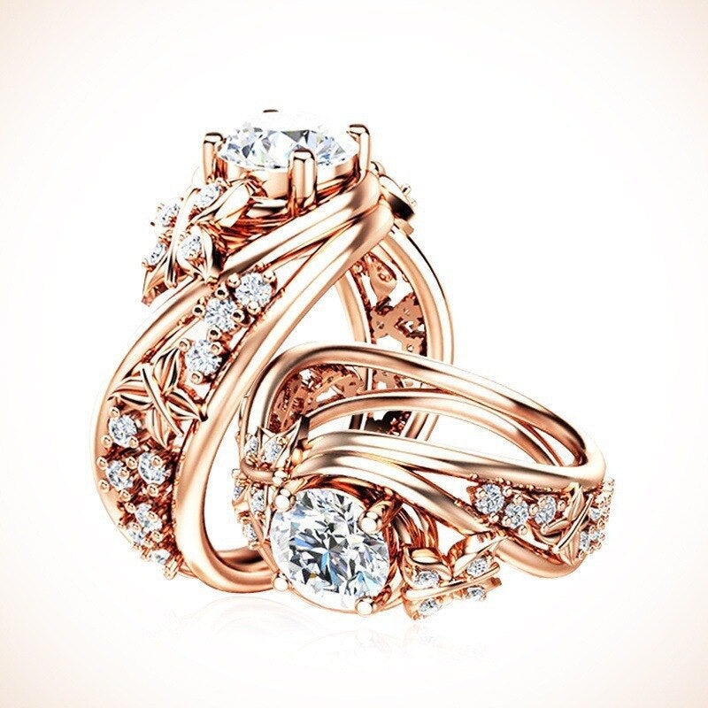 Hohle Strasssteine Schmetterling Blume Ring-Bella Webshop