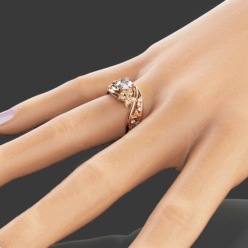Hohle Strasssteine Schmetterling Blume Ring-Bella Webshop
