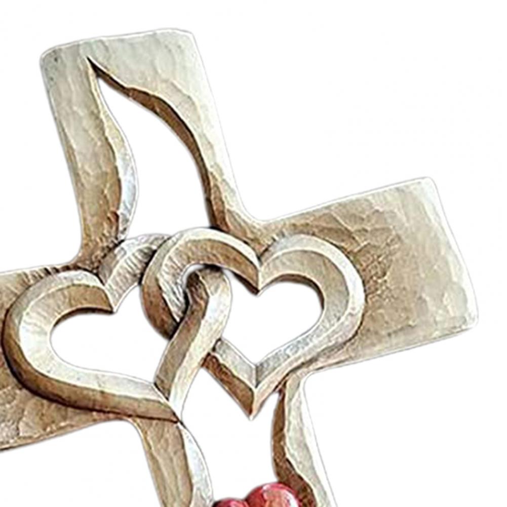 Ineinander Verschlungene Herzen | Geschnitztes Holzkreuz-Bella Webshop
